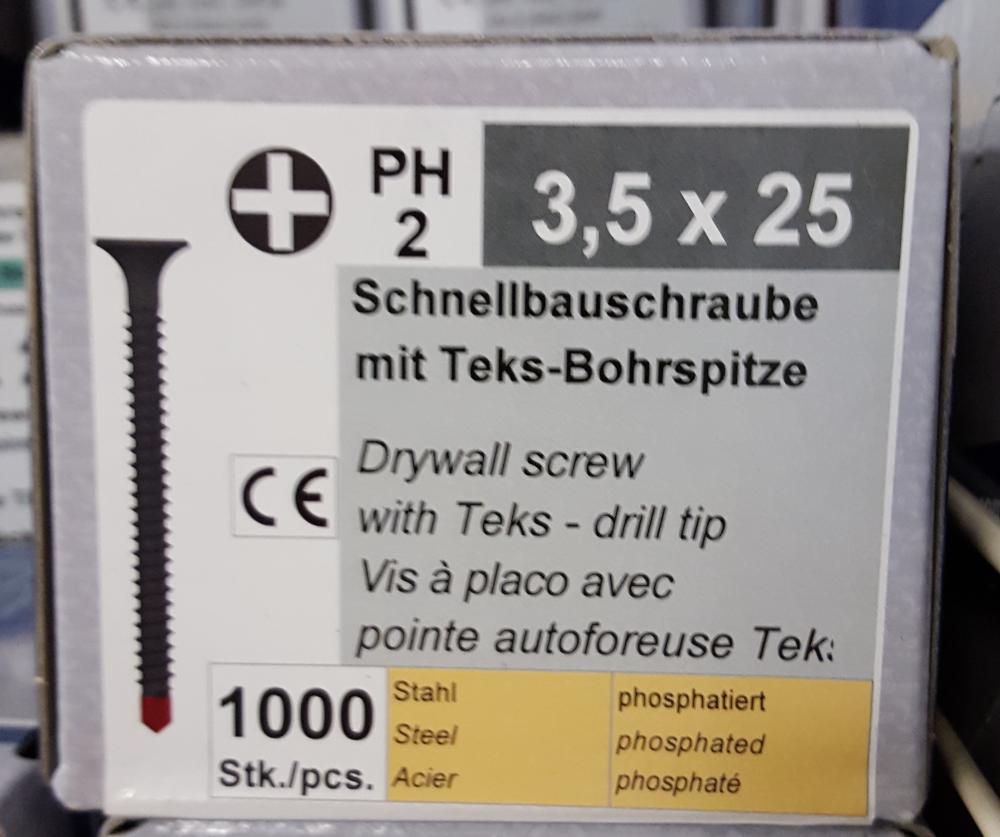 Reisser Schnellbauschrauben 3,9 x 25 mm Teks-Bohrspitze PH 2 (VE 1000)